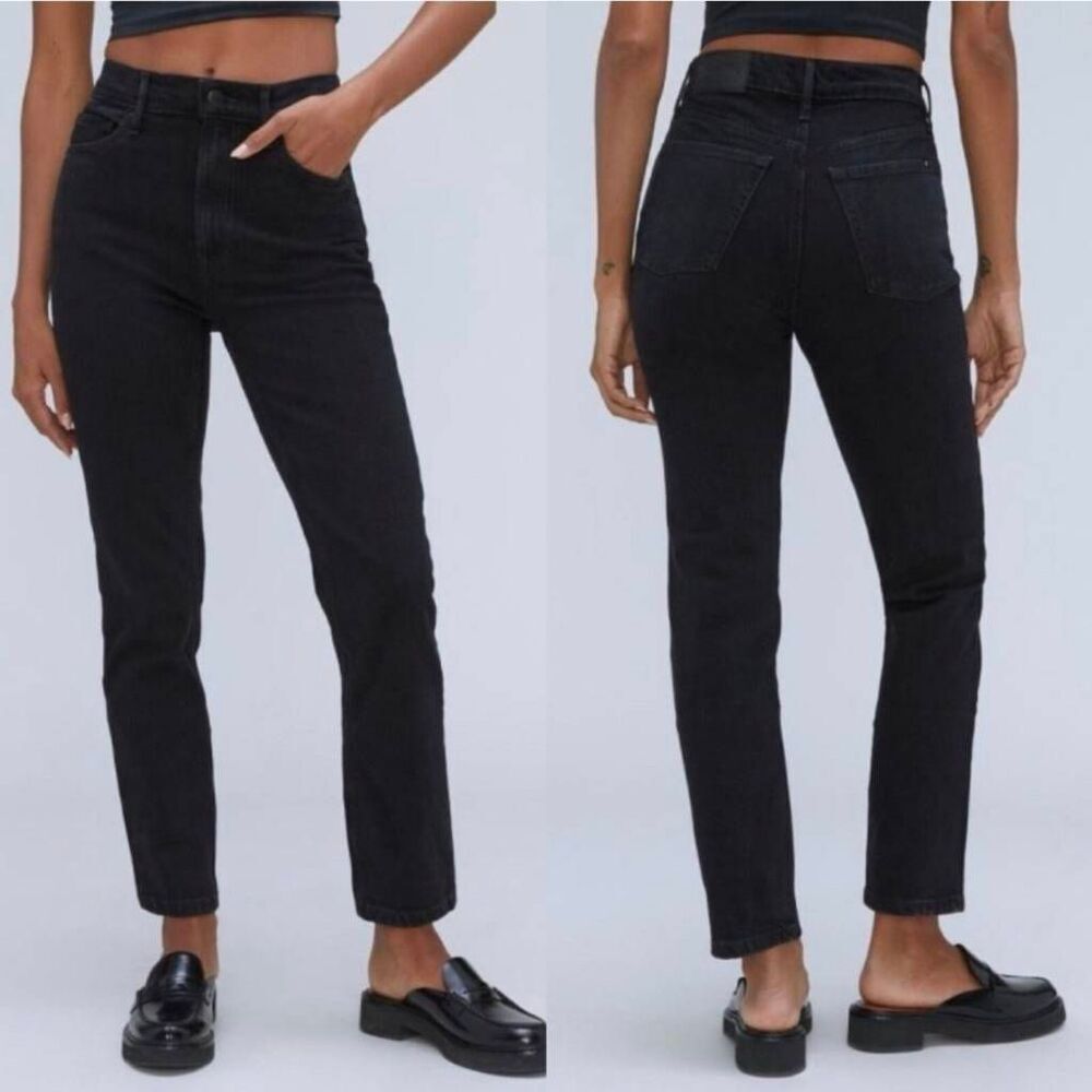 Everlane Original Cheeky Crop Jeans Women's 26 Black Dark Wash Denim